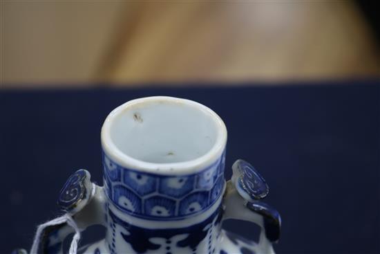 Two similar 19th century Chinese blue and white flasks tallest 16cm